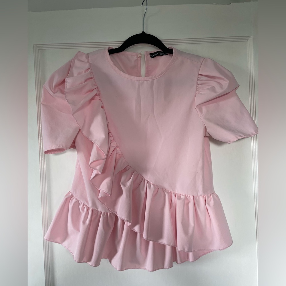 Shein Pink Ruffle Top